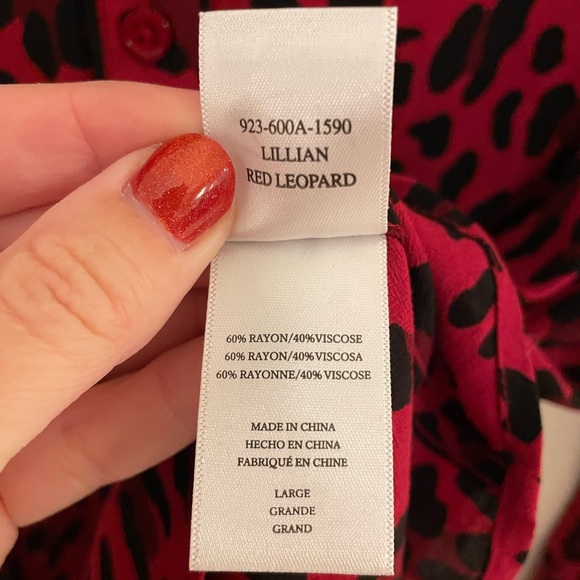 RAILS Lillian Red Leopard Print Button Down Blouse $178 - Picture 3 of 3